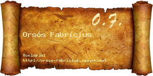 Orsós Fabrícius névjegykártya